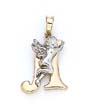 
14k Initial A with Angel Pendant 3/4 Inch

