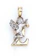 
14k Initial E with Angel Pendant 3/4 Inch
