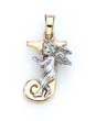 
14k Initial J with Angel Pendant 3/4 Inch
