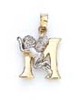 
14k Initial M with Angel Pendant 3/4 Inch

