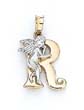 
14k Initial R with Angel Pendant 3/4 Inch
