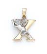 
14k Initial X with Angel Pendant 3/4 Inch

