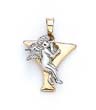 
14k Initial Y with Angel Pendant 3/4 Inch
