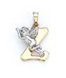 
14k Initial Z with Angel Pendant 3/4 Inch
