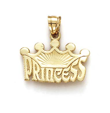 
14k Yellow Gold Princess Crown Pendant
