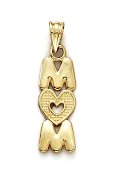 
14k Yellow Gold Stacked Mom Letters Pendant
