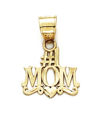 
14k Yellow Gold Number One Mom Small Heart Pendant
