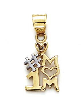 
14k Two-Tone Gold Number One Mom Diamond Pendant
