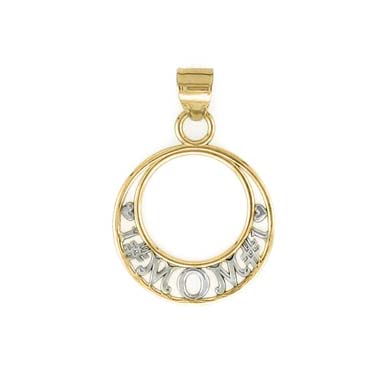 
14k Two-Tone Gold Number One Mom In Circle Pendant
