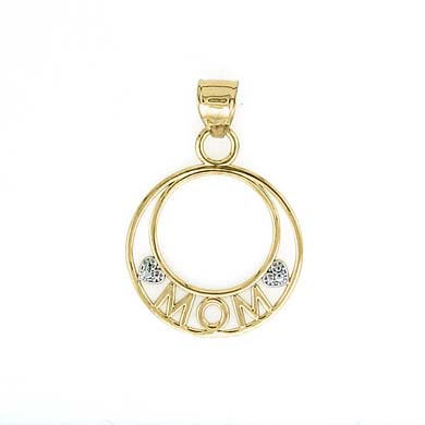 
14k Two-Tone Gold Mom In Circle Pendant

