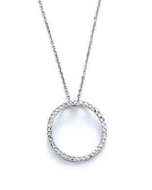 
14k White Gold Small Sparkle-Cut Circle Necklace 16 Inch
