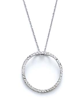 
14k White Gold Medium Sparkle-Cut Circle Necklace 16 Inch
