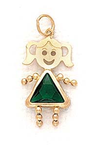 
14k 5mm Girl May Birthstone Cubic Zirconia Gold Face Pendant
