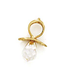 
14k Yellow Gold Simulated April Pacifier Pendant 5/8 Inch long
