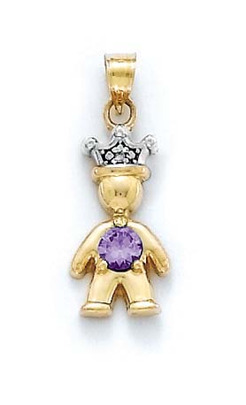 
14k Diamond & Amethyst-Purple Birthstone Prince Pendant
