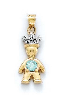 
14k Diamond & Aquamarine-Blue Birthstone Prince Pendant

