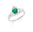 
14k White Heart Emerald-Green Birthstone 

