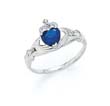 
14k White Heart Sapphire-Blue Birthstone 
