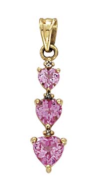 
14k Yellow Gold Created Pink Sapphire Diamond Pendant
