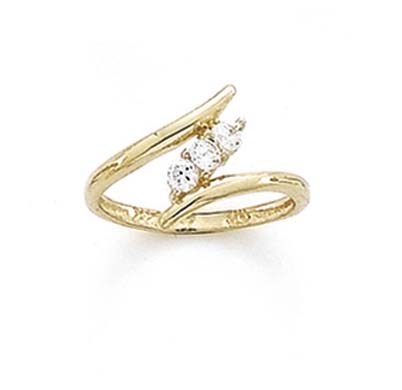 
14k Yellow Gold Bypass Cubic Zirconia Toe Ring
