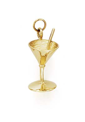 
14k Yellow Gold 3D Martini Glass Pendant

