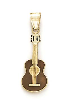 
14k Yellow Gold Enamel Guitar Pendant
