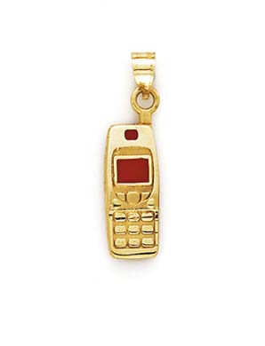 
14k Yellow Gold Red Cell Phone Pendant

