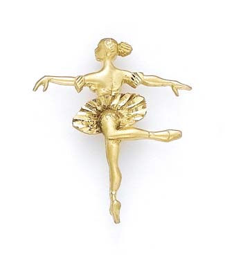 
14k Yellow Gold Large Dancing Ballerina Pendant

