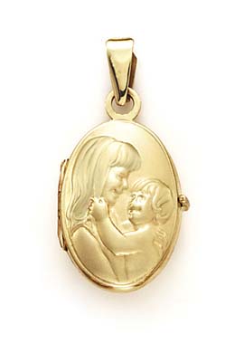 
14k Yellow Gold Mother Baby Oval Locket
