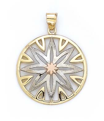 
14k Tricolor Gold Flower Medallion Pendant
