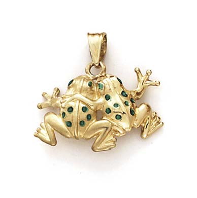 
14k Yellow Gold Double Frog Pendant
