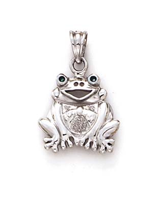 
14k White Gold Sitting Frog Pendant
