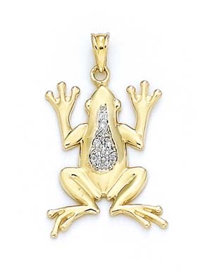 
14k Yellow Gold Diamond Frog Pendant
