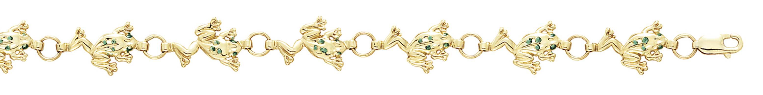 
14k Yellow Gold Small Frogs Bracelet - 7.25 Inch
