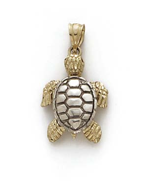 
14k Two-Tone Gold Turtle Pendant
