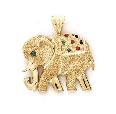
14k Yellow Gold Enamel Elephant Pendant
