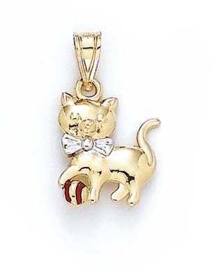 
14k Two-Tone Gold Cat Pendant
