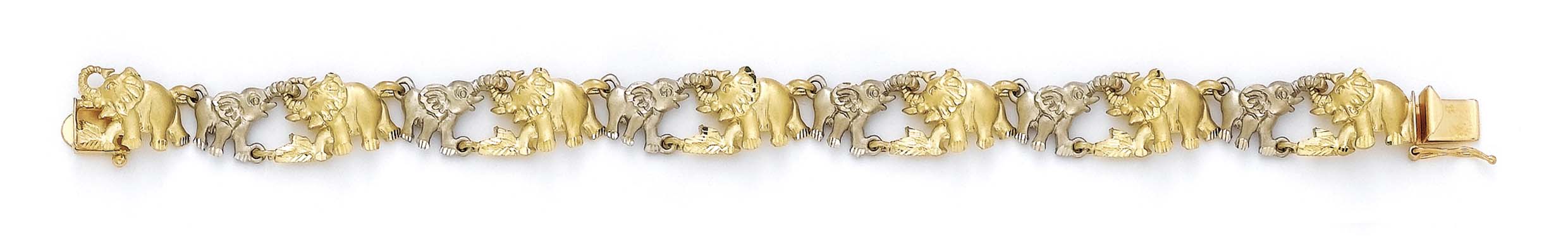 
14k Two-Tone Gold Elephant Bracelet - 7.25 Inch
