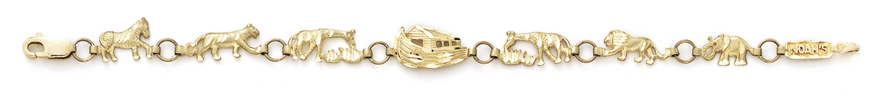 
14k Yellow Gold Arc Animals Bracelet - 7.25 Inch

