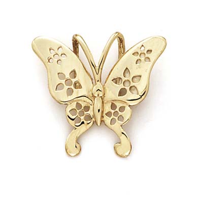 
14k Yellow Gold Butterfly Flower Cutout Pendant
