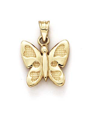 
14k Yellow Gold Butterfly Carved Hearts Pendant
