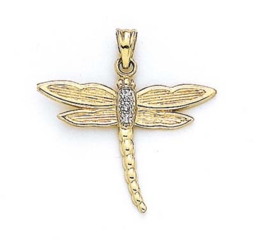 
14k Yellow Gold Diamond Dragonfly Pendant
