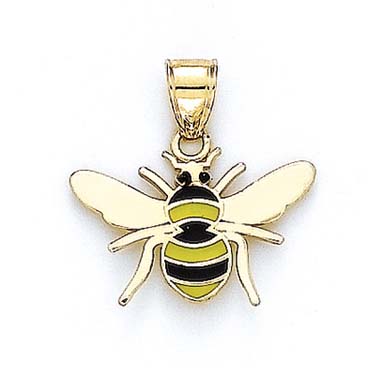 
14k Yellow Gold Enamel Bee Pendant
