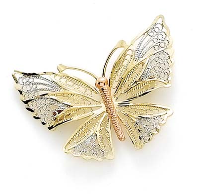 
14k Tricolor Gold Butterfly Pin
