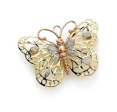 
14k Tricolor Gold Butterfly Pin
