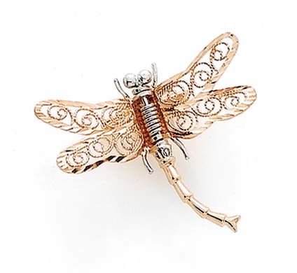 
14k Two-Tone Gold Dragonfly Pin

