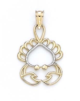 
14k Two-Tone Gold Crab Outline Pendant
