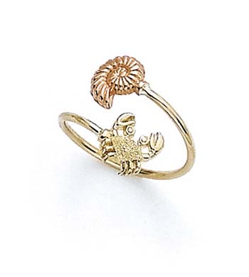 
14k Two-Tone Gold Shell Crab Toe Ring
