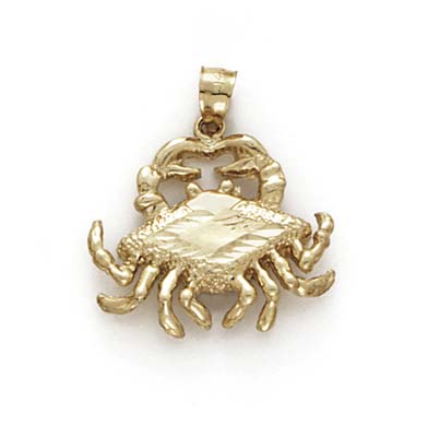 
14k Yellow Gold Large Crab Pendant
