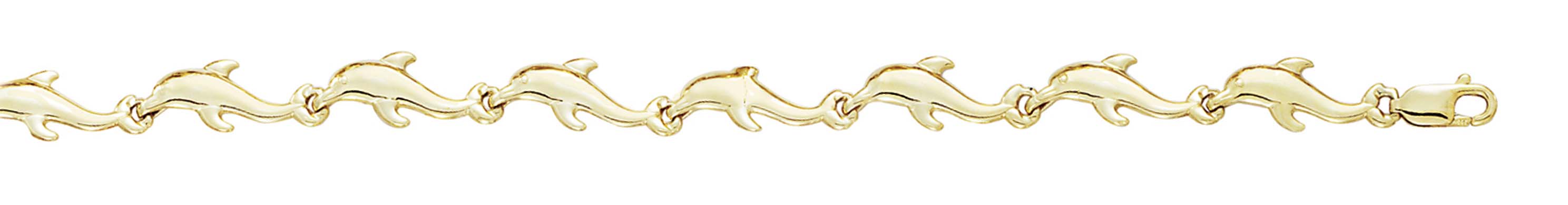 
14k Yellow Gold Polished Dolphin Bracelet - 7.25 Inch
